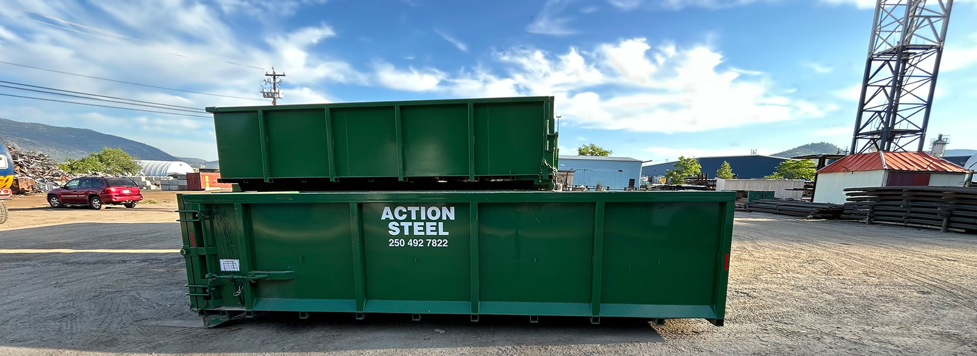 Action Steel Sales's Salvagew Division will haul roll-off bins to your premises and pick up when you are ready.